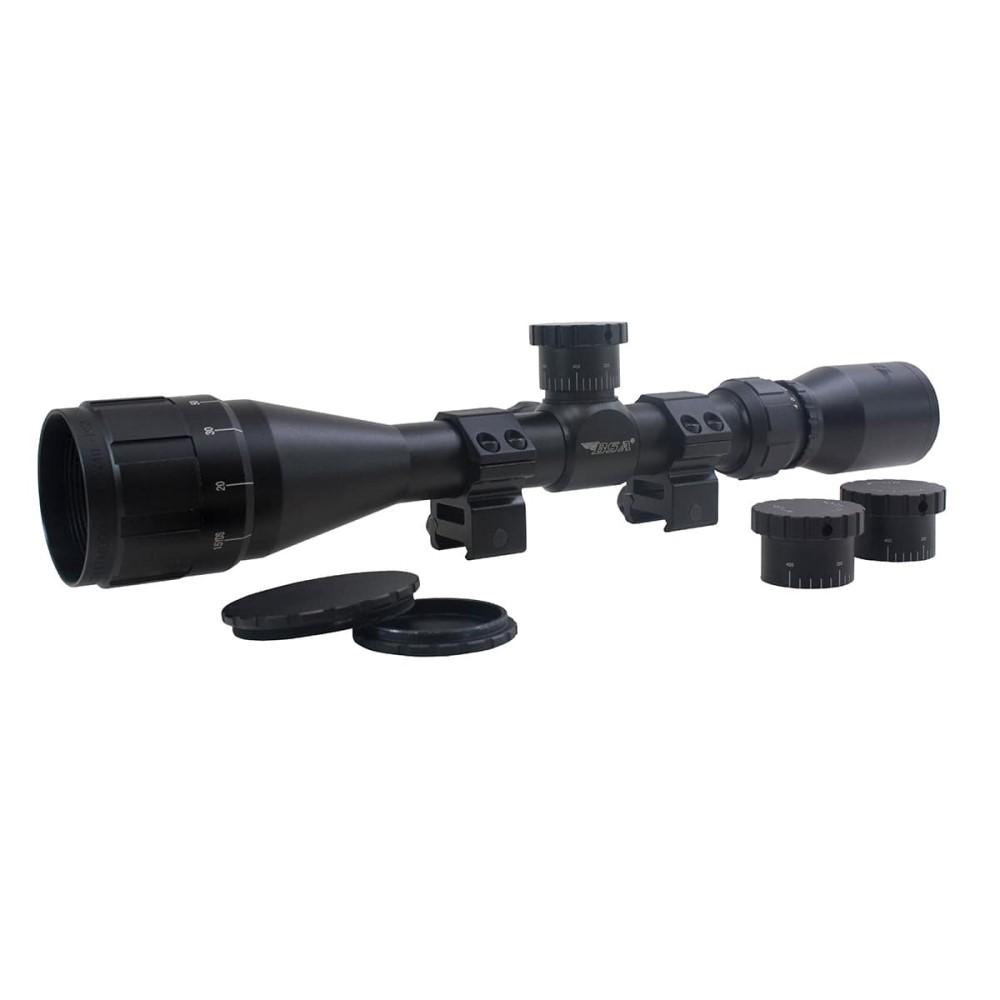 BSA Sweet .22 3-9x40mm Adjustable Objective Rifle Scope SFP 30/30 Duplex Reticle Non Illuminated Black with Dovetail Rings Blister Picture of BSA Sweet .22 3X-9X 40mm Adjustable Obj. dovetail rings trapped blister