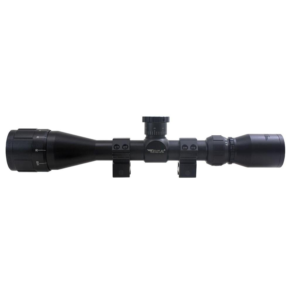 BSA Sweet .22 3-9x40mm Adjustable Objective Rifle Scope SFP 30/30 Duplex Reticle Non Illuminated Black with Dovetail Rings Blister Picture of BSA Sweet .22 3X-9X 40mm Adjustable Obj. dovetail rings trapped blister