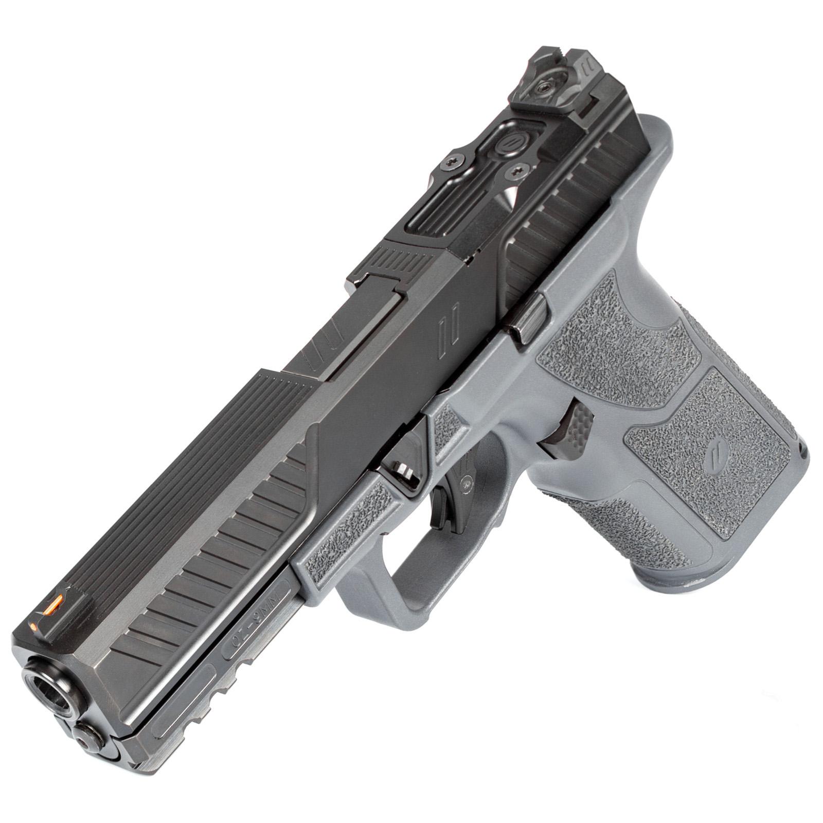 Zev Technologies OZ9 Standard Combat Pistol 9mm Luger 10rd Magazines 4.5" Barrel Black Slide Gray Grip Picture of ZEV Technologies OZ9 Combat Pistol Standard Slide Gray Grip 10 Round Magazines
