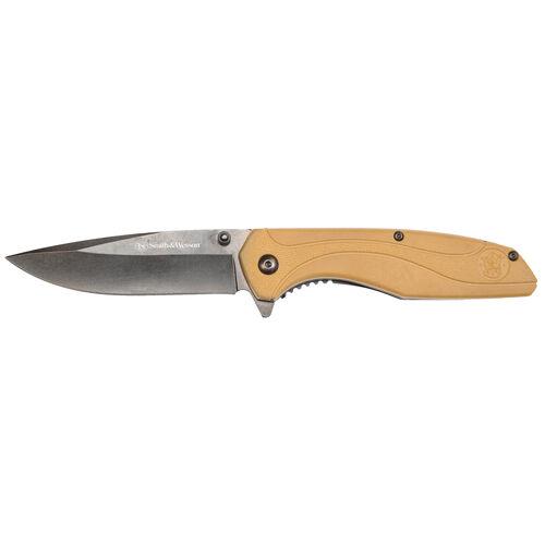 Smith & Wesson 1084312 Drop Point Folding Knife 3 1/2" Blade  FDE Picture of Battenfeld Knives S&W SW1103 FDE Nylon Blk 3.5 in