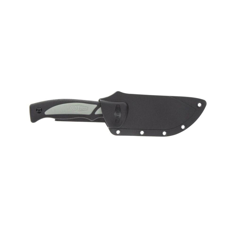Old Timer Trail Boss Gut Hook Fixed Knife 3 7/10" Blade Black Picture of Battenfeld Knives Old Timer Kraton Handle Fixed Blade Gut Hook