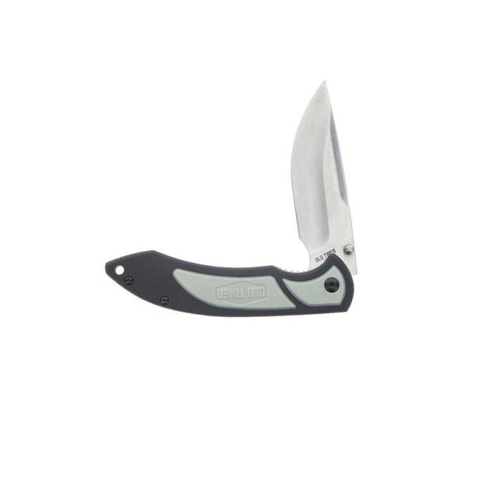 Old Timer Trail Boss Drop Point Folder 3 1/2" Blade Black Picture of Battenfeld Knives Old Timer Kraton Handle Drop Point Folder