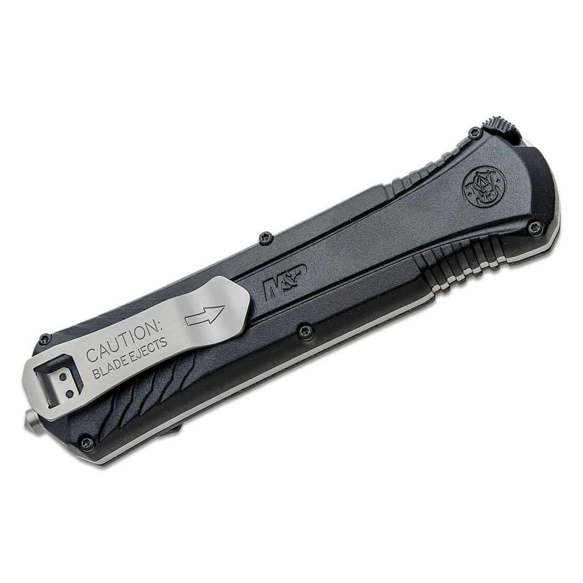Smith & Wesson MPOTF10 OTF Assisted Knife 3 1/2" Spear Point Blade Black Picture of Battenfeld Knives S&W MPOTF10 Bead Blast Finish Spear Point - Box