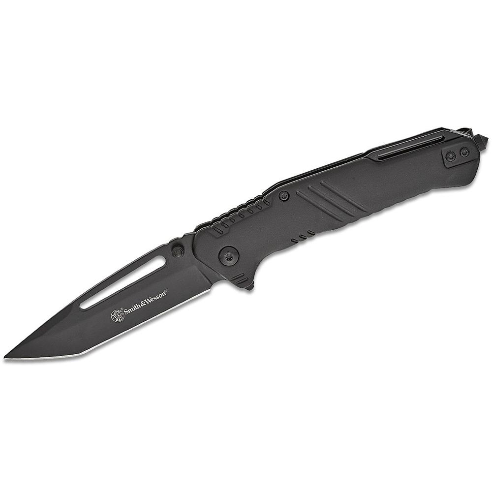 Smith & Wesson Extreme Ops Folding Knife 3-1/2" Tanto Blade Black with Glass Breaker Picture of Battenfeld Knives S&W KT Extreme Ops Tanto w/ Glass Breaker 3.5'' Blade