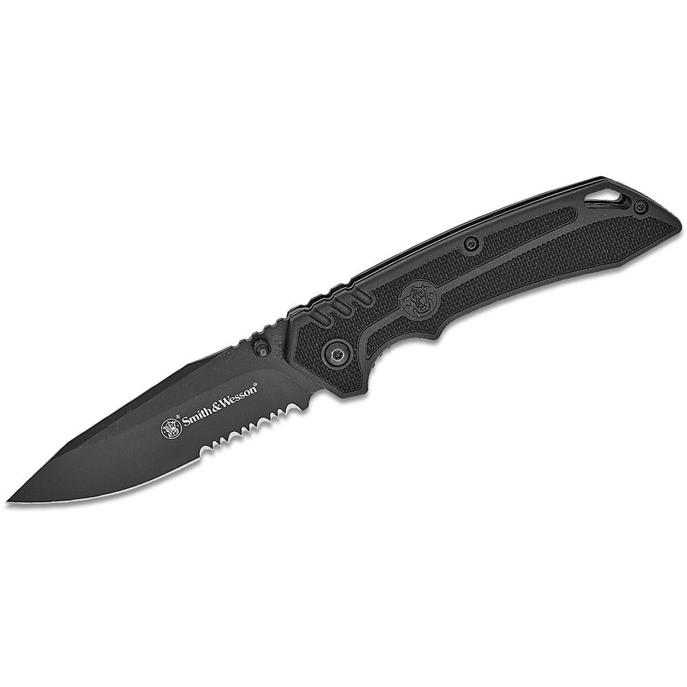 Smith & Wesson Special Ops Folding Knife 3.5" Clip Point Blade Black Box Picture of Battenfeld Knives S&W KT Special Ops Serrated Clip Point - Box 3'' Blade