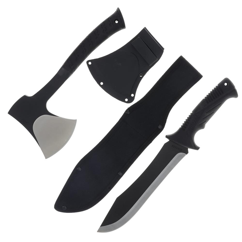 Schrade Machete Axe Combo 8-1/2" Machete Blade 3-2/5" Axe Blade Black Picture of Battenfeld Knives Schrade Schrade Machete Axe Combo
