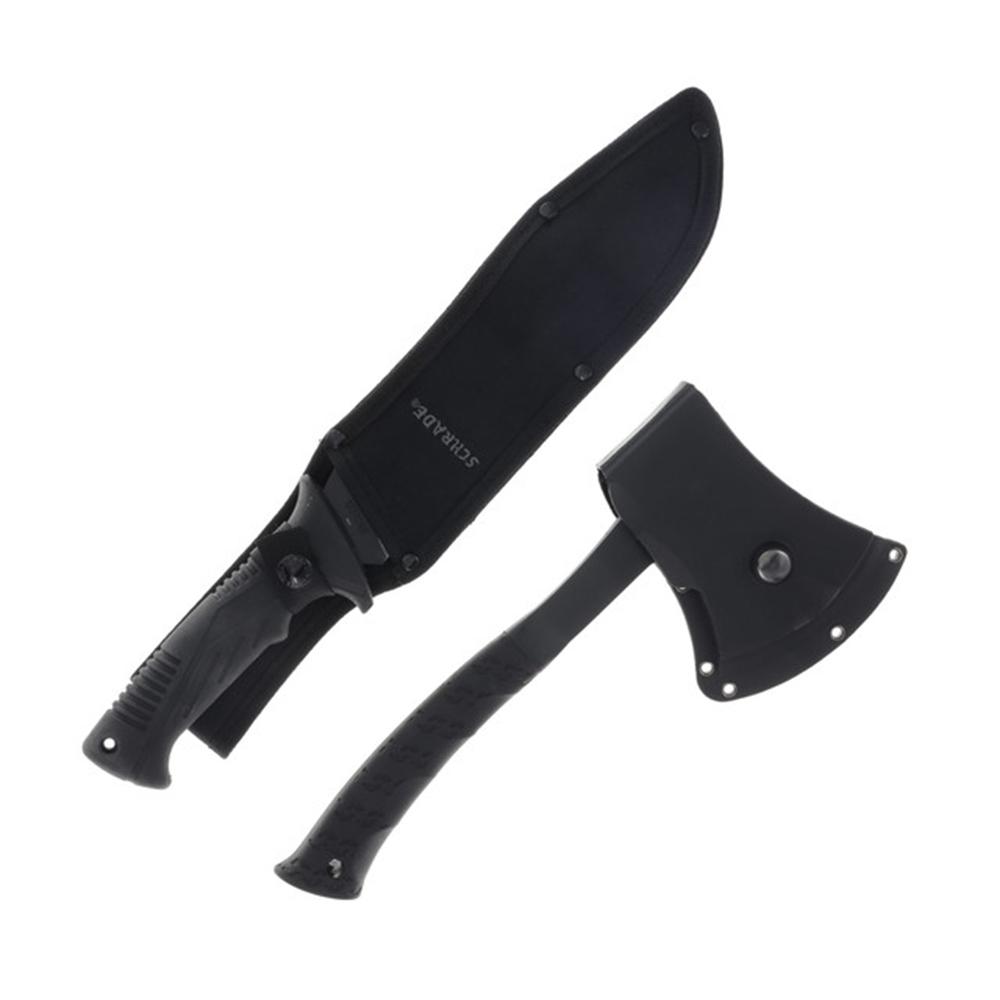 Schrade Machete Axe Combo 8-1/2" Machete Blade 3-2/5" Axe Blade Black Picture of Battenfeld Knives Schrade Schrade Machete Axe Combo