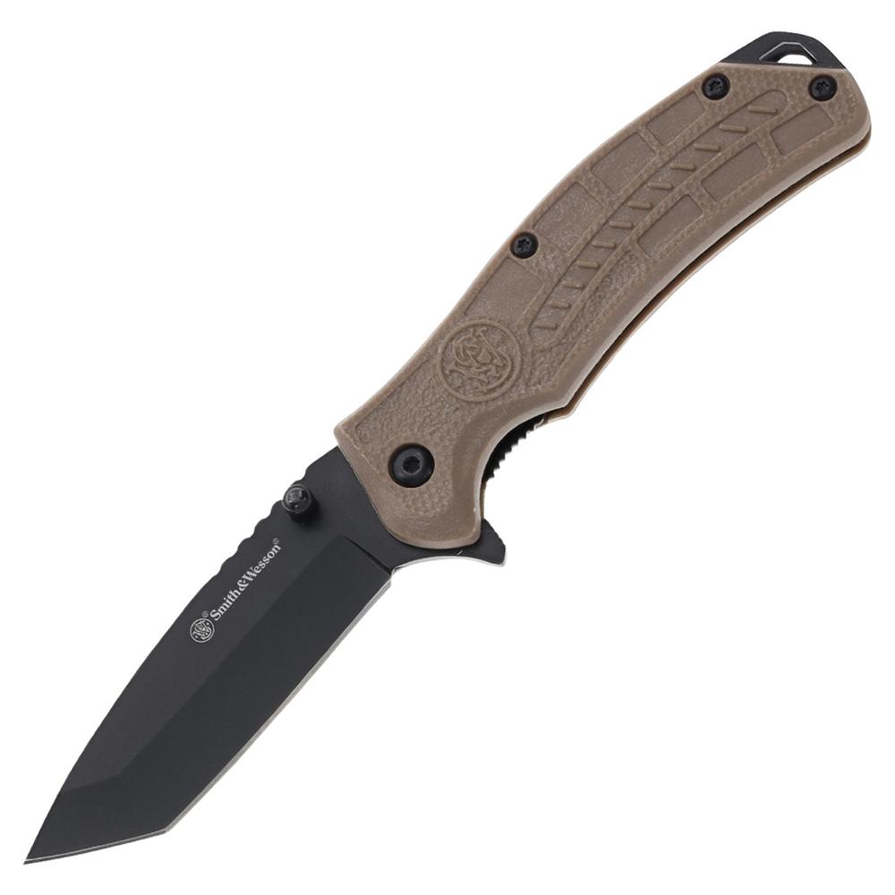 Smith & Wesson Folding Knife and Fidget Spinner Combo 3" Tanto Blade Black Brown Picture of Battenfeld Knives S&W Knife Fidget Spinner Combo