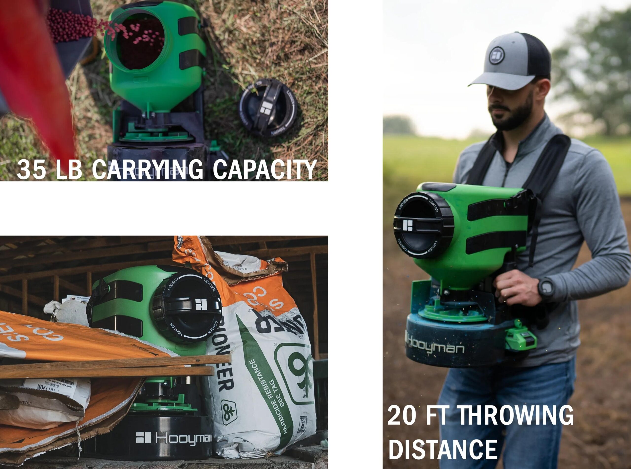 Hooyman Lithium-Ion Spreader 24V Picture of AOB Hooyman Lithium Ion Seeder 24V