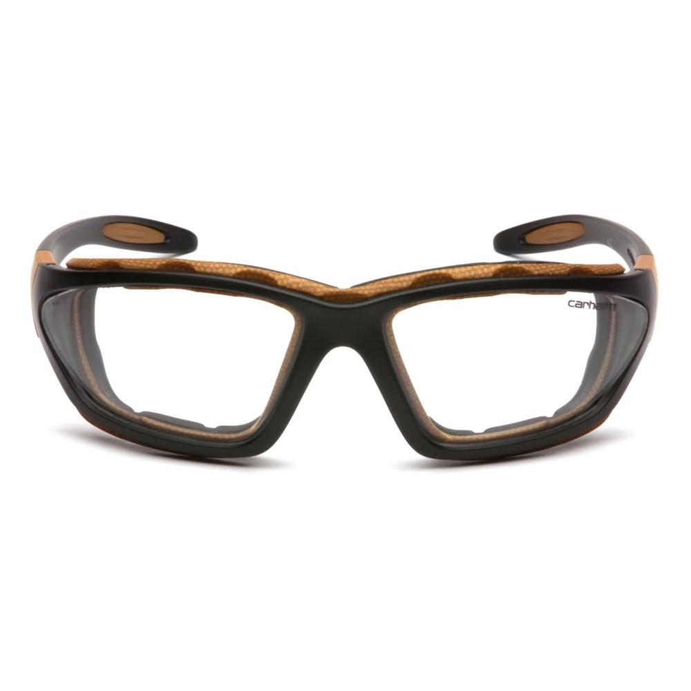 Pyramex Carhartt Carthage Shooting Glasses Black and Tan with Clear Anti-Fog Lens Picture of Pyramex Safety Pyramex Carhartt - Carthage - Clear Anti-fog Lens with Black/Tan Frame