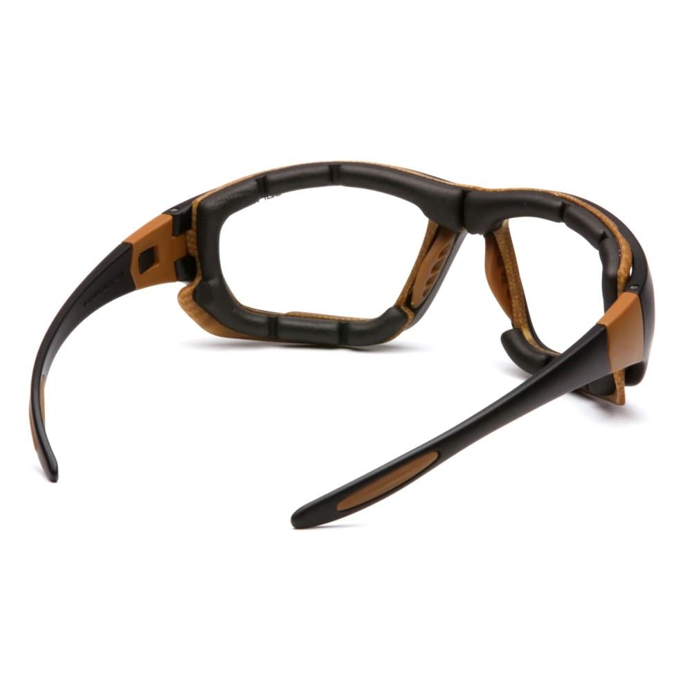 Pyramex Carhartt Carthage Shooting Glasses Black and Tan with Clear Anti-Fog Lens Picture of Pyramex Safety Pyramex Carhartt - Carthage - Clear Anti-fog Lens with Black/Tan Frame