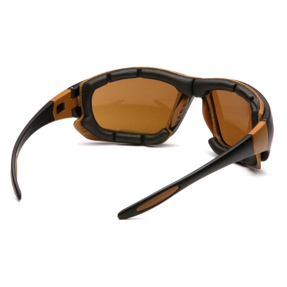 Pyramex Carhartt Carthage Shooting Glasses Black and Tan with Bronze Anti-Fog Lens Picture of Pyramex Safety Pyramex Carhartt - Carthage - Sandstone Bronze Anti-fog Lens with Black/Tan