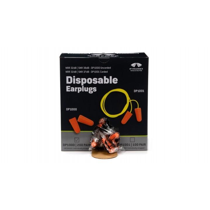 Pyramex Disposable Uncorded Ear Plugs 32db Orange 200/ct Picture of Pyramex Safety Pyramex Uncorded taper fit disp plug -NRR 32db 200 pair/box-Orange
