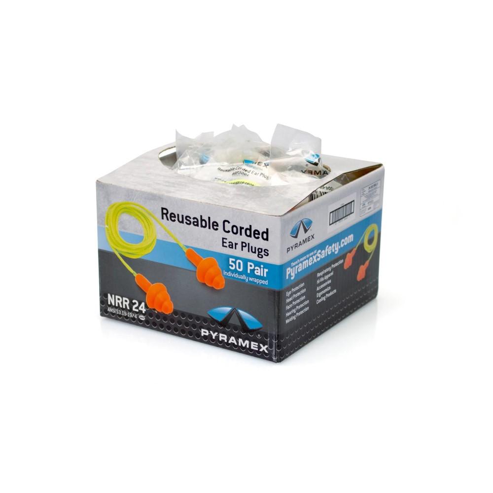 Pyramex RP3001 Reusable Earplugs 25dB 50/pair Picture of Pyramex Safety Pyramex - Reusable Corded Earplugs - NRR 25dB - 50 pair