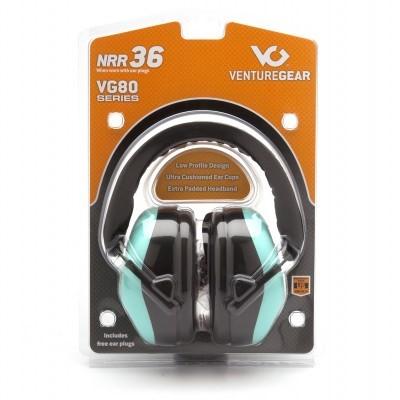 Pyramex VG80 Series Ear Muffs 25dB Teal Picture of Pyramex Safety Pyramex Teal - NRR 26 db Low Profile Hearing Protector - VG Clamshell