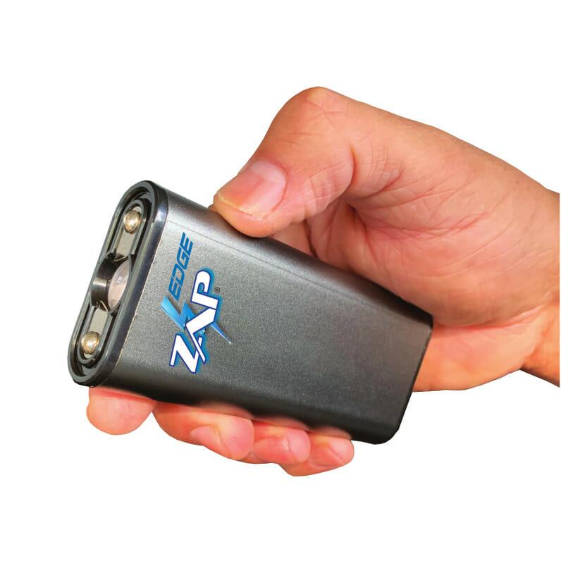 Personal Security Products Zap Edge Rechargeable USB Power Bank LED Stun Gun 950K Grey Picture of Personal Security Products Stun Gun Zap Edge 950000 Volt includes USB charger color Gun Metal