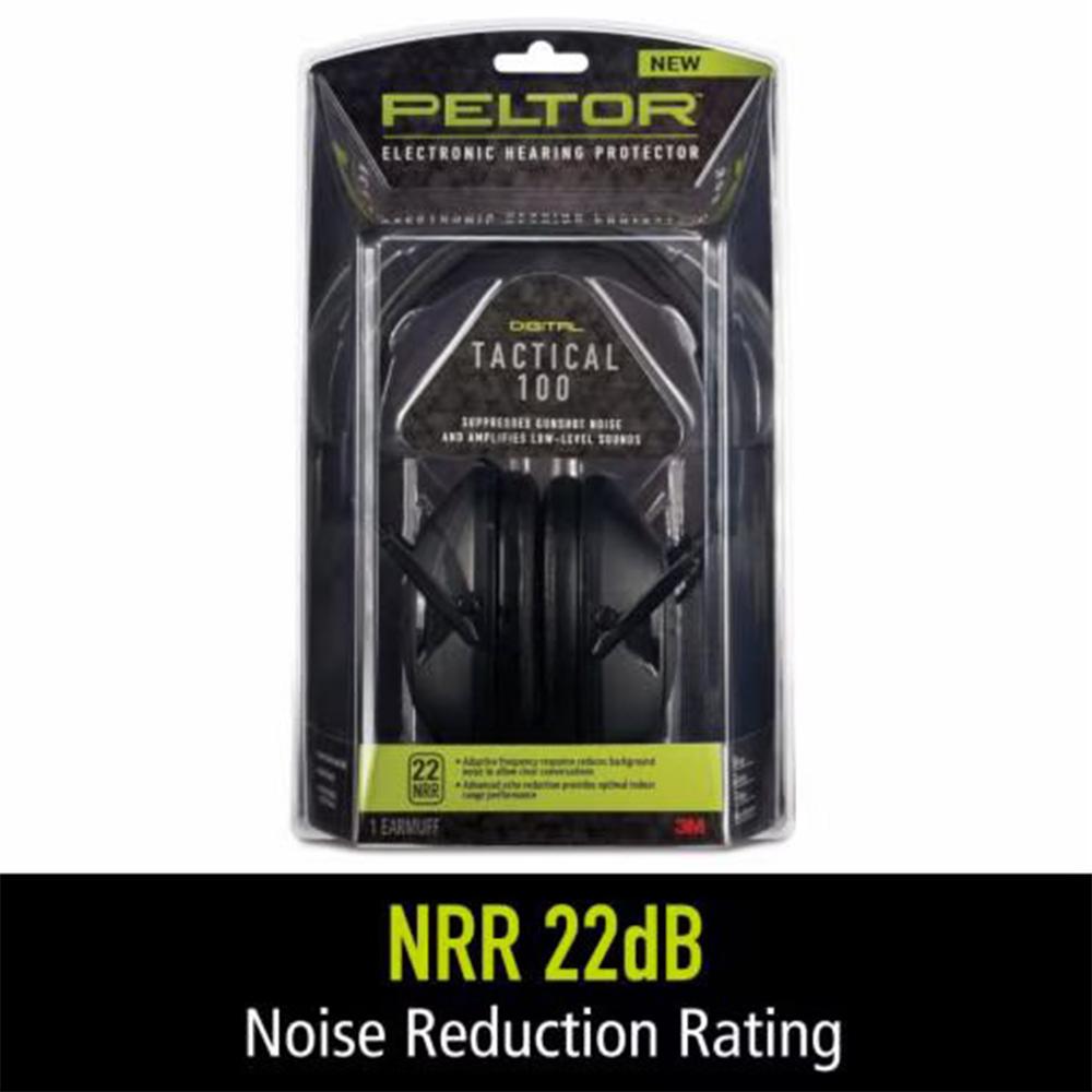 Peltor Sport Tactical 100 Electronic Ear Muffs 22dB Black Picture of 3M PELTOR PELTOR TACTICAL 100 ELECTRONIC HEARING PROTECTOR
