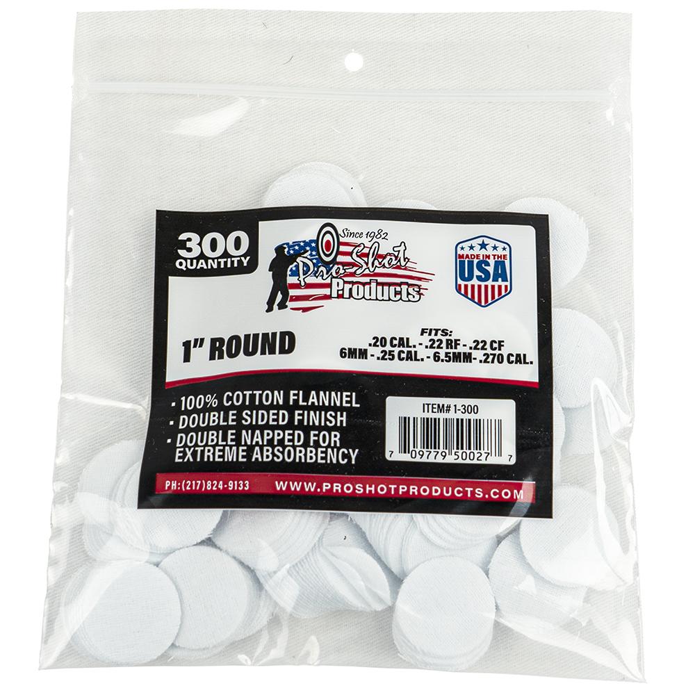 Pro-Shot 1" Round 100% Cotton Patches 300/ct