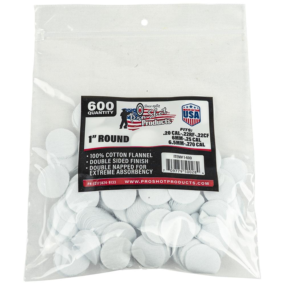 Pro-Shot 1" Round 100% Cotton Patches 600/ct