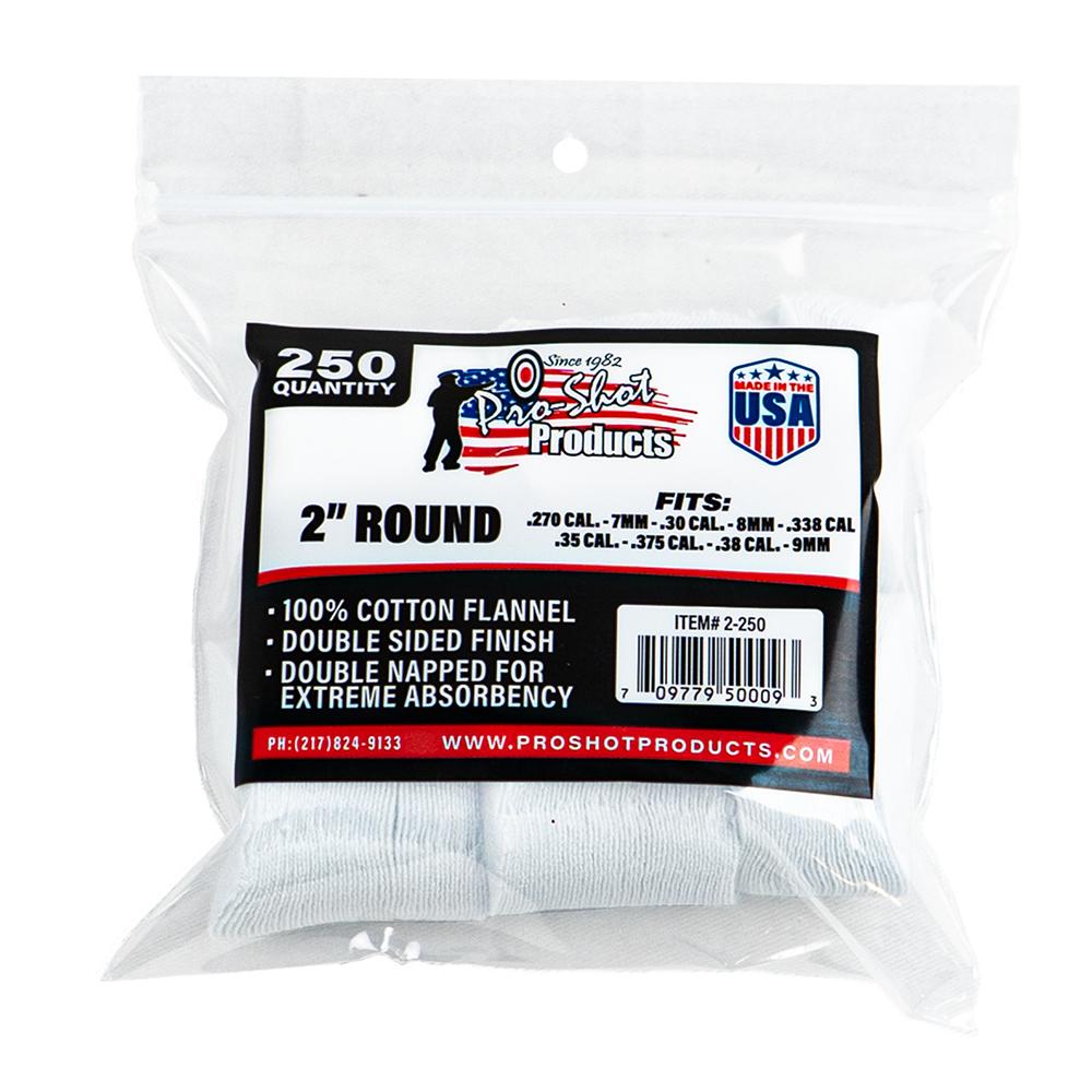 Pro-Shot 2" Round 100% Cotton Patches 250/ct