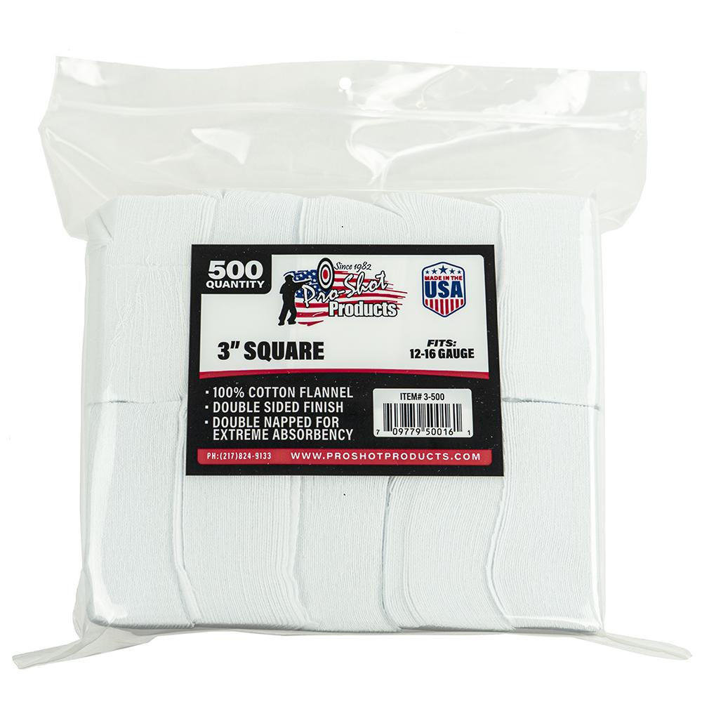 Pro-Shot 3" Square 100% Cotton Patches 500/ct