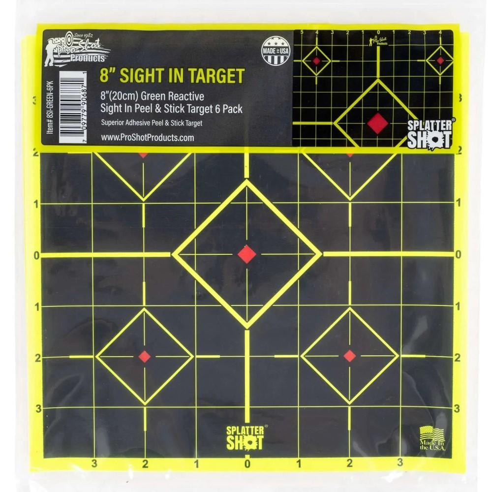 Pro-Shot SplatterShot 8" Green Sight-In Target Peel and Stick 6/rd Picture of Pro-Shot Products Splatter Shot 8" Green Sight-In Target - Peel & Stick - 6 Pack