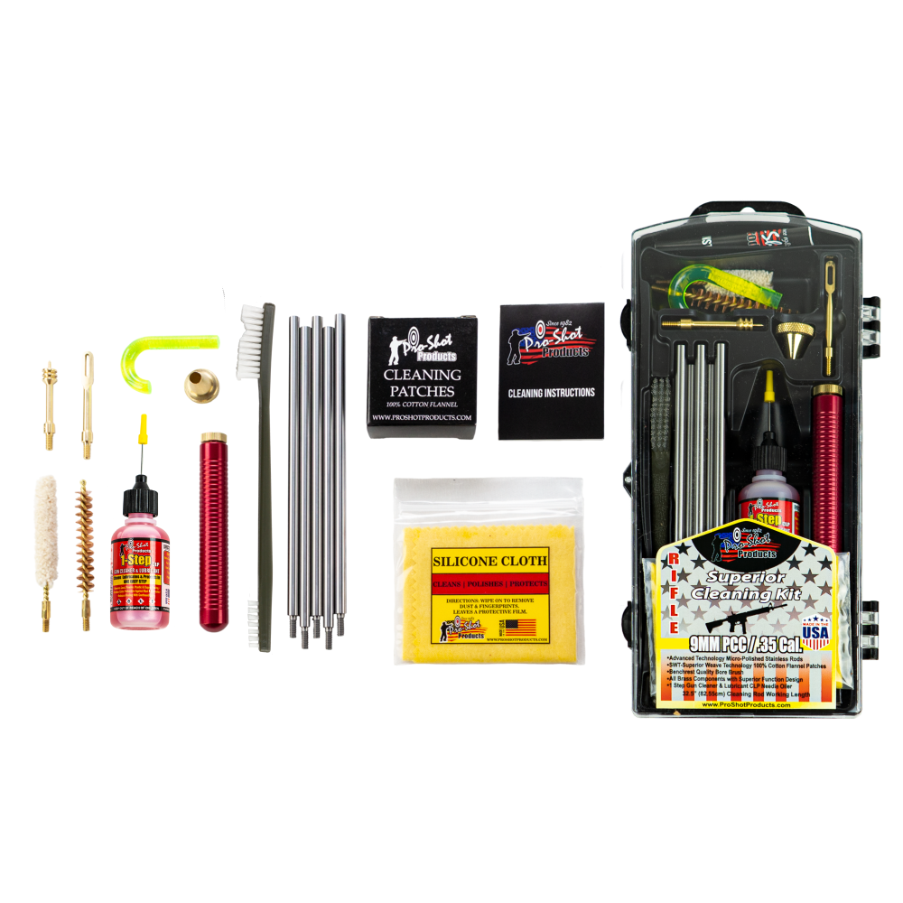 Pro-Shot 9mm Luger Handgun Carbine Caliber (Rifle) Classic Cleaning Kit Picture of Pro-Shot Products 9mm/.35 Cal. Rifle/PCC Cleaning Kit