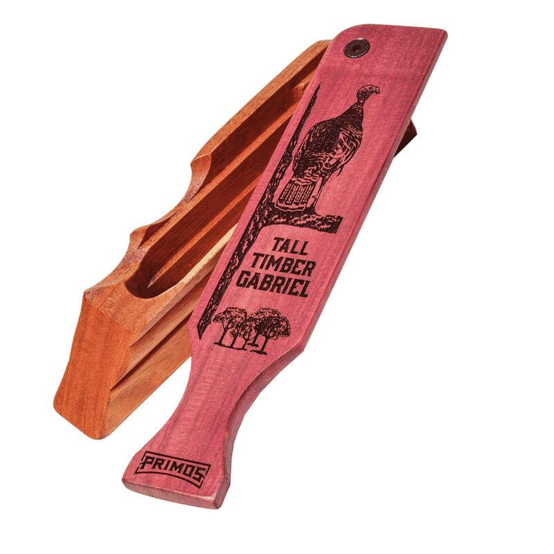 Primos Tall Timber Gabriel Turkey Call Box Call Picture of Primos Primos Tall Timber Gabriel Wood Grain Sgl Sided w/Thumb Holes Clam E/F