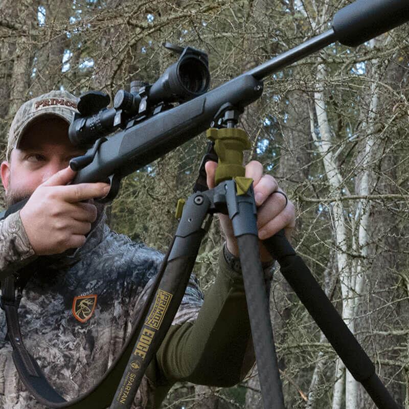 Primos Edge Carbon Fiber Shooting Stick FDE with Spartan Technology Picture of Primos Edge CF w/ Spartan Dark Earth - Box