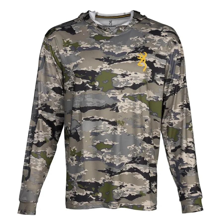 Browning Hooded Long Sleeve Tech Shirt Ovix Camo M Picture of Browning Clothing Browning SHT HOODED TECH LS OVIX M