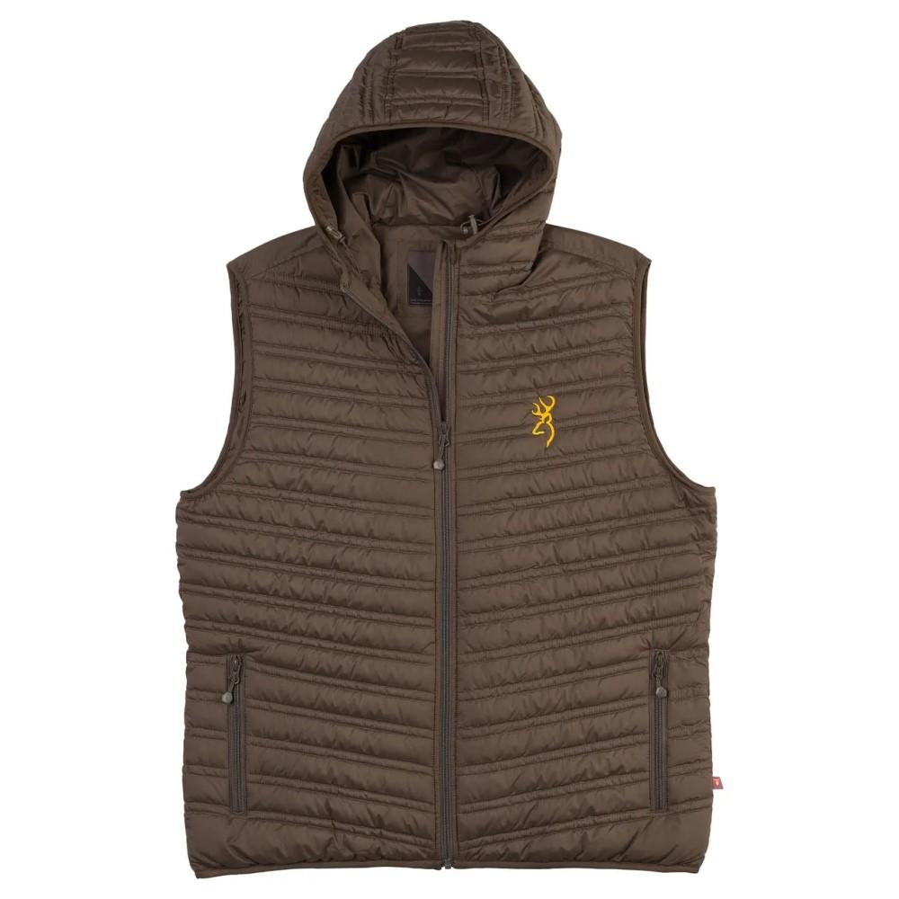 Browning Packable Puffer Hooded Vest Major Brown S Picture of Browning Clothing VST PACKABLE PUFFER MAJOR BRN S