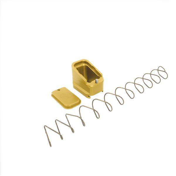 Shield Arms Magazine Extension +5/+4 for Glock 17/22/34/35/19X/45 Gold Picture of Shield Arms Shield Arms Glock 17 22 and 5 4 mag extension Gold