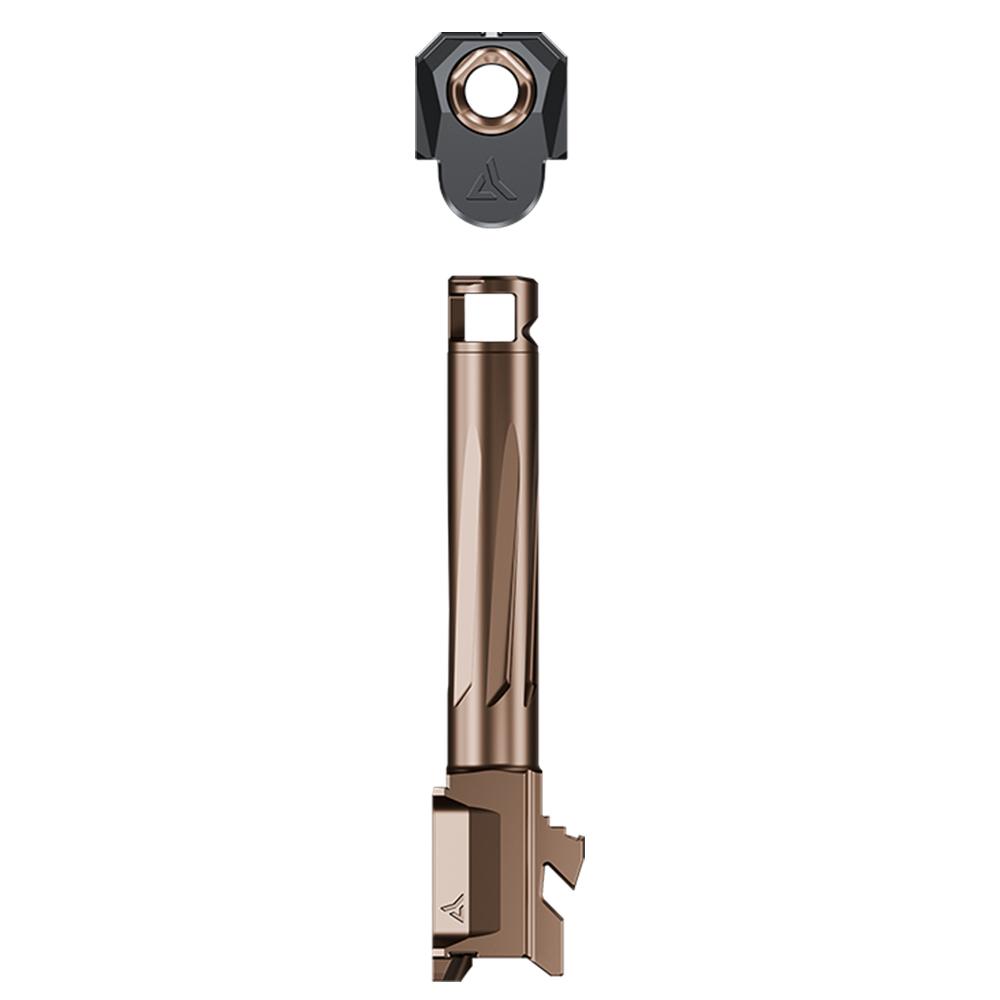 Radian Weapons Afterburner Compensator and Ramjet Barrel Combo for Glock 19 Gen 5 Bronze Barrel Picture of Radian Weapons Radian Weapons AFTERBURNER + RAMJET - Glock 19/19X/45 Gen 5 Bronze Barrel