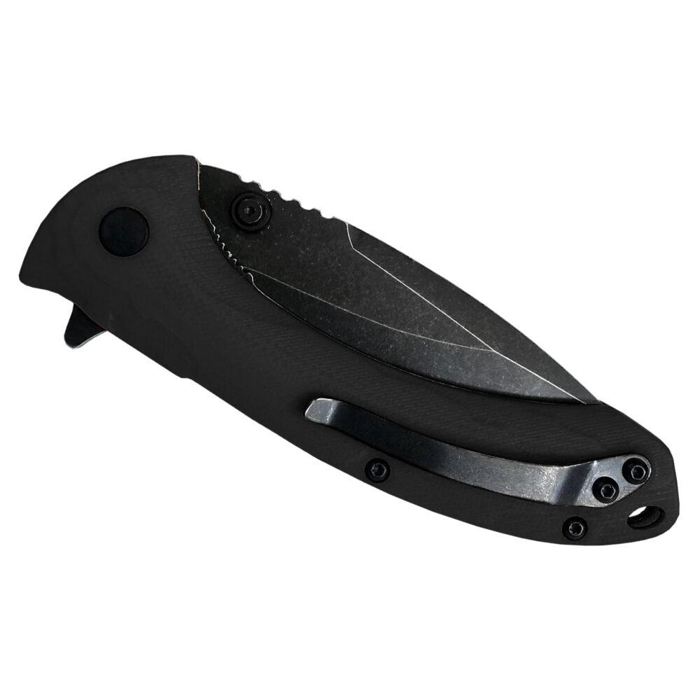 ABKT Elite Shadow Protector II Folding Knife 3-1/2" Drop Point Blade Black Picture of Rock Ridge Outdoors ABKT Knife Elite Protector II Tech Folder - Black 3.5in Blade