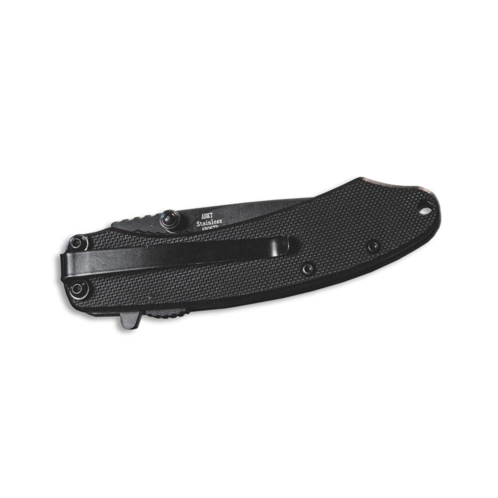 ABKT Elite Ember Folding Knife 2-3/4" Drop Point Blade Black Picture of Rock Ridge Outdoors ABKT Knife Ember Spring assist - Black 2.75in Blade