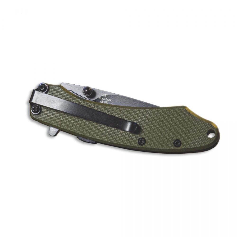 ABKT Elite Ember Folding Knife 2-3/4" Drop Point Blade Green Picture of Rock Ridge Outdoors ABKT Knife Ember Spring assist - OD Green 2.75in Blade