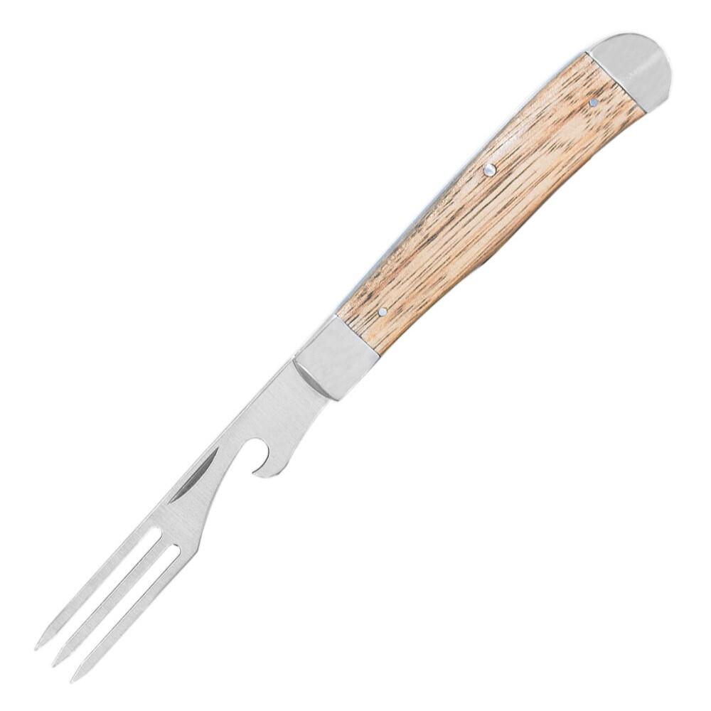 ABKT Cattleman Chuckwagon Trapper Knife 3-1/4" Blade with Fork Blade Zebrawood Picture of Rock Ridge Outdoors Cattleman Knife Chuckwagon Knife 3.25in Blade & Fork Blade