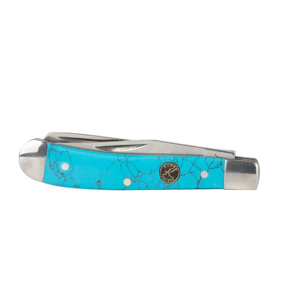 ABKT Roper Peanut Knife 2 Blades Turquoise Picture of Rock Ridge Outdoors Roper Knife Sky Stone Peanut 2 Blade 2.75in