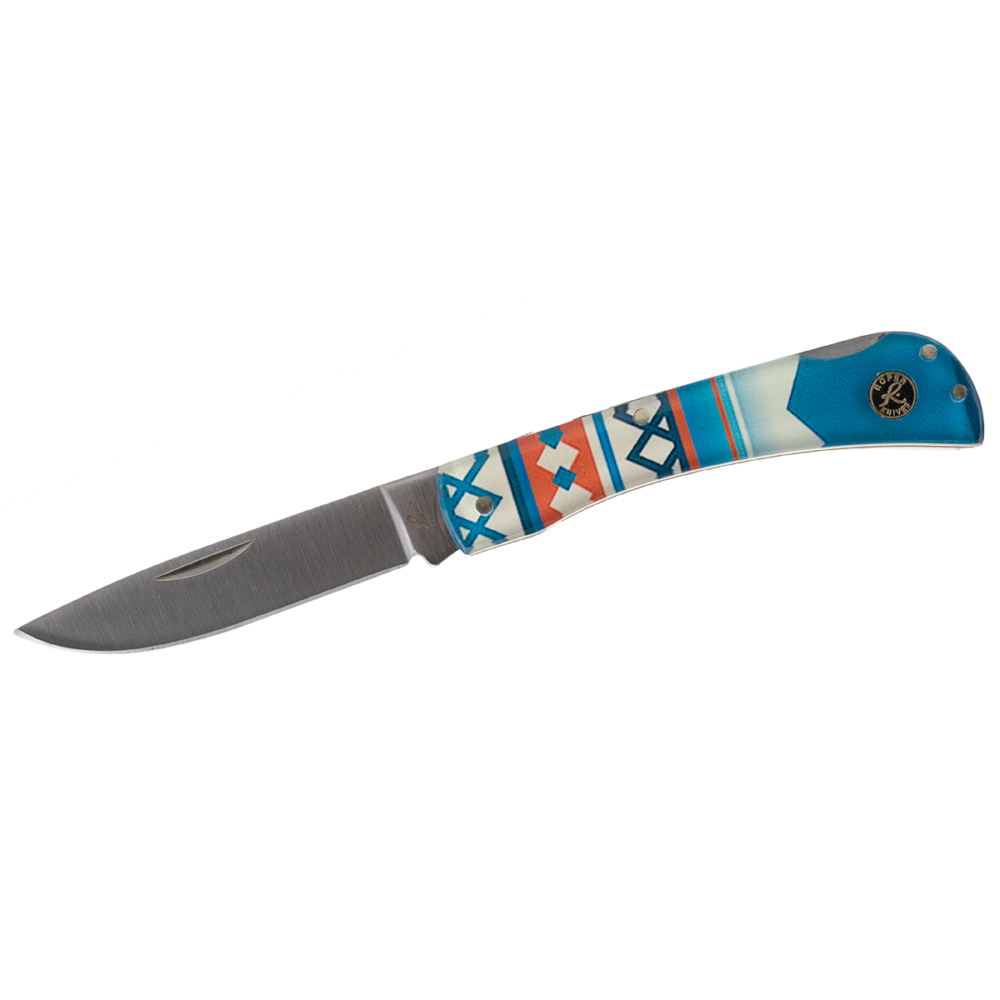 ABKT Roper Tumble Weed Sunset Series Folding Knife 3" Drop Point Blade Picture of Rock Ridge Outdoors Roper Knife Sunset Series Tumble Weed 3in Blade