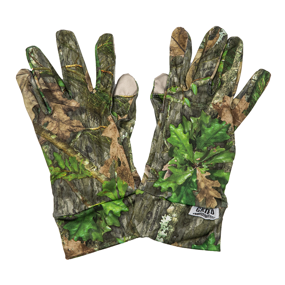 The Grind Gloves Mossy Oak Obsession Picture of Rock Ridge Outdoors Grind Mossy Oak Obsession Gloves w/Clear Dot Grip & Iphone Touch Sensitive