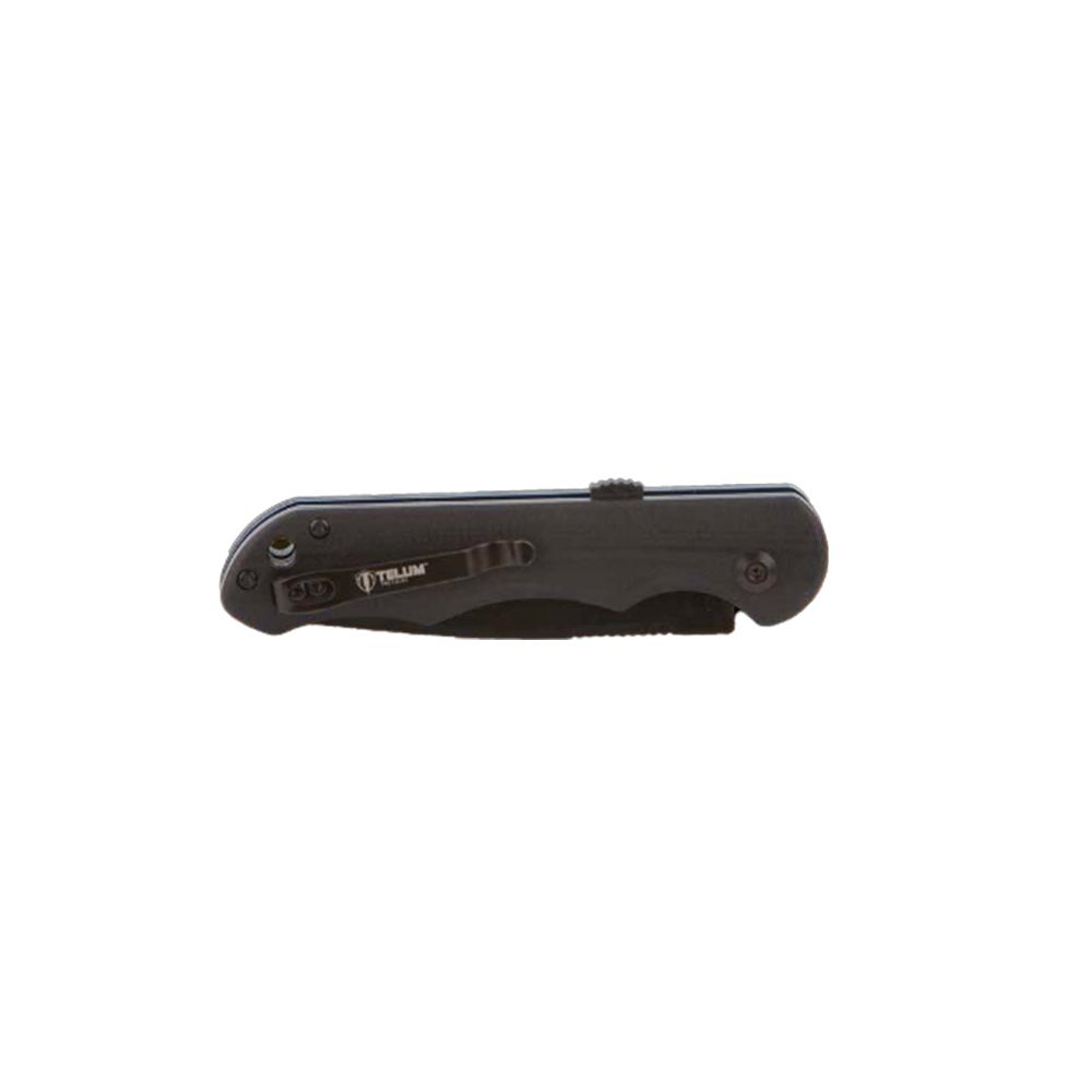 Telum Aftershock Tactical Automatic Knife 3-1/2" Tanto Blade Black Picture of Rock Ridge Outdoors Telum Tactical Knife Aftershock Black Automatic 3.5in D2 Blade