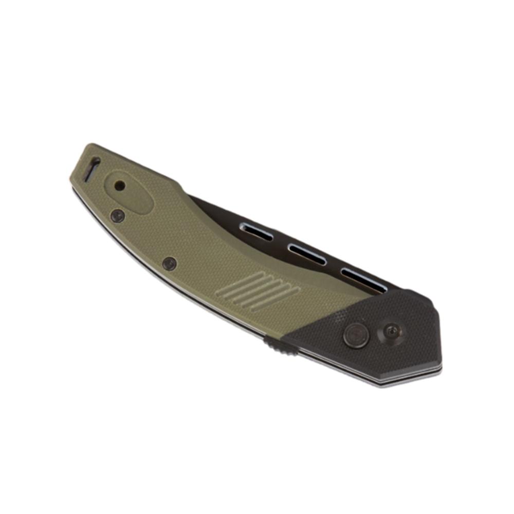 Telum Scorch Tactical Automatic Folding Knife 3-1/2" Drop Point Blade OD Green Picture of Rock Ridge Outdoors Telum Tactical Knife Scorch Dark Green Automatic 3.5in D2 Blade