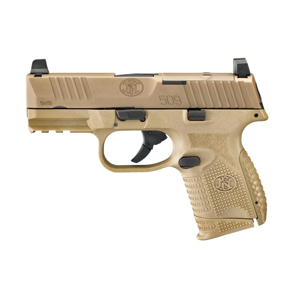FN 509 Compact MRD Handgun 9mm Luger 12rd & 15rd Magazines (2) 3.7" Barrel FDE NMS Picture of FN USA FN 509C MRD 9MM NMS FDE/FDE 1X12 1X15RD