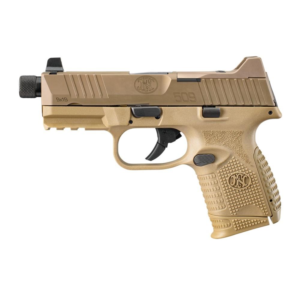 FN 509 Compact Tactical Handgun 9mm Luger 12rd & 24rd Magazines (2) 4.32" Barrel FDE Picture of FN USA FN 509C T 9MM FDE/FDE 1x12+1x24RD