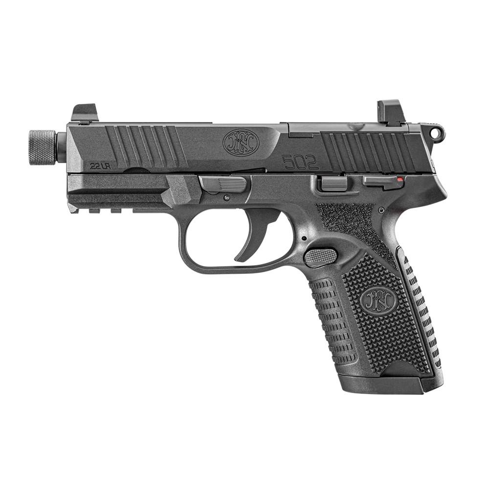 FN USA 502 Tactical Handgun .22 LR 10rd & 15rd Magazines (2) 4.6" Threaded Barrel Black Picture of FN USA FN 502 T 22LR BLK/BLK 1X15+1X10RD