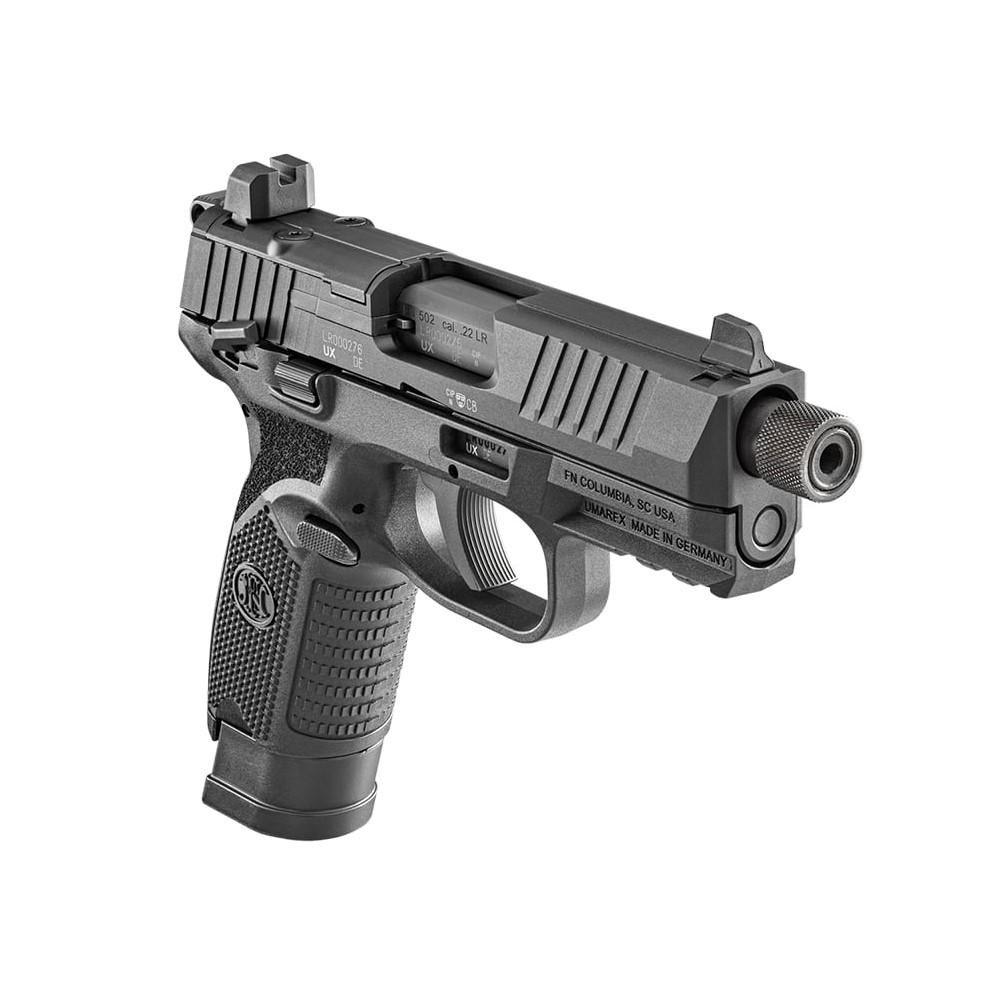 FN USA 502 Tactical Handgun .22 LR 10rd & 15rd Magazines (2) 4.6" Threaded Barrel Black Picture of FN USA FN 502 T 22LR BLK/BLK 1X15+1X10RD