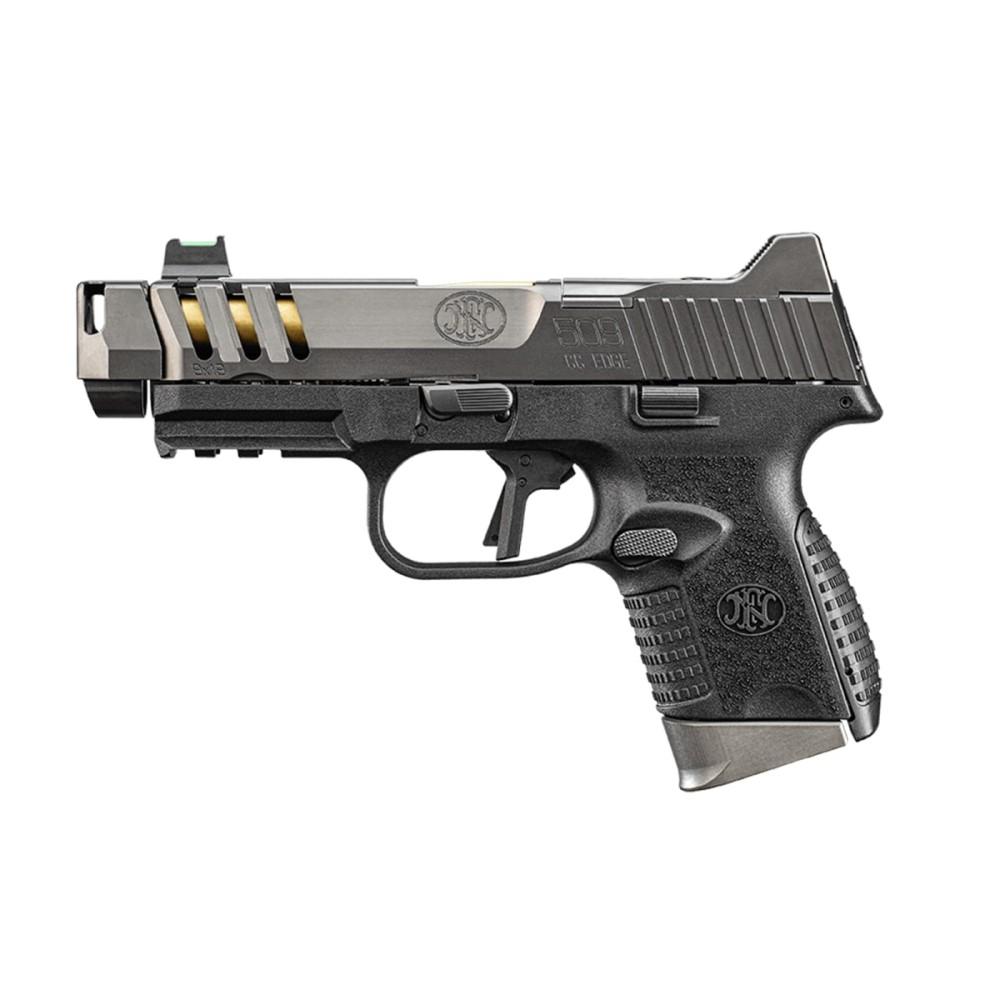 FN 509 CC Edge Handgun 9mm Luger 12rd (1) & 15rd (2) Magazines 4.2" Barrel Black NMS Picture of FN USA FN 509 CC EDGE 9MM NMS BLK/GRY 1X12+2X15RD
