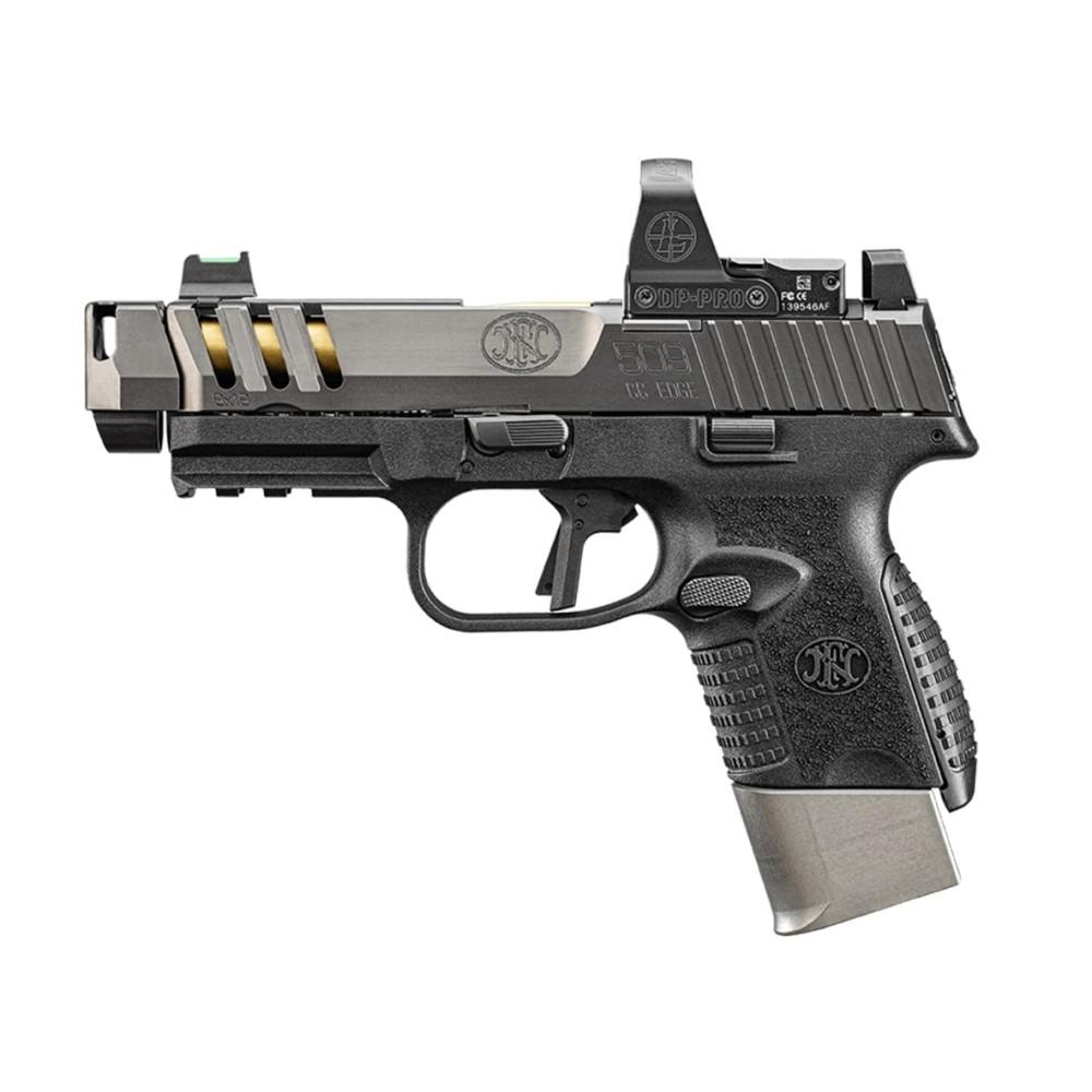 FN 509 CC Edge Handgun 9mm Luger 12rd (1) & 15rd (2) Magazines 4.2" Barrel Black NMS Picture of FN USA FN 509 CC EDGE 9MM NMS BLK/GRY 1X12+2X15RD