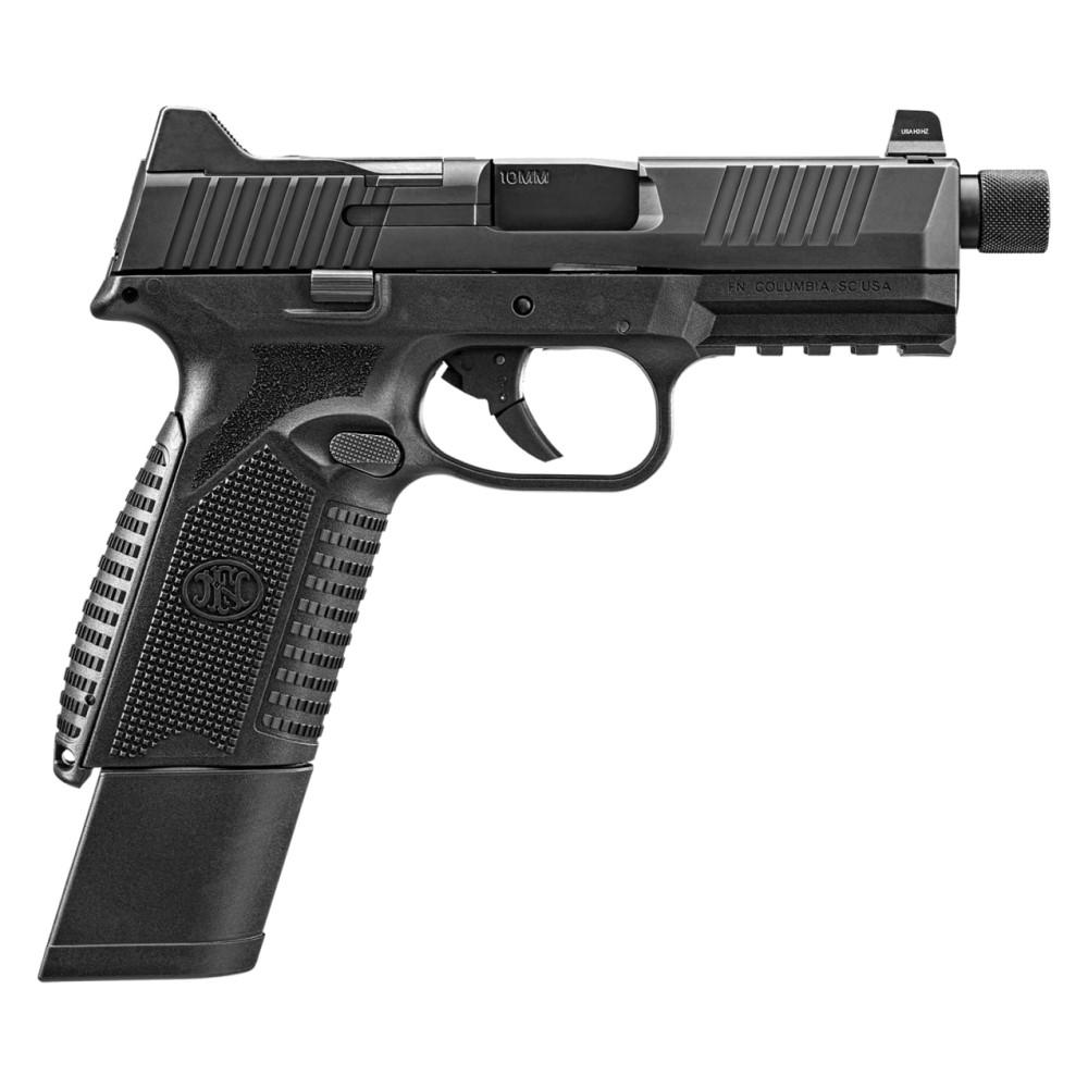 FN 510 Tactical Handgun 10mm 15rd & 22rd Magazines (2) 4.71" Threaded Barrel Black NMS Night Sights Picture of FN USA FN 510 T NMS 10MM BLK/BLK NS 1x15+1x22RD