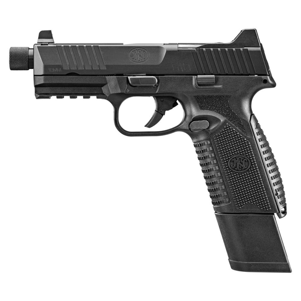 FN 510 Tactical Handgun 10mm 15rd & 22rd Magazines (2) 4.71" Threaded Barrel Black NMS Night Sights Picture of FN USA FN 510 T NMS 10MM BLK/BLK NS 1x15+1x22RD